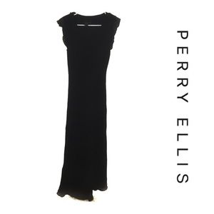 Perry Ellis Black Silk Maxi Dress